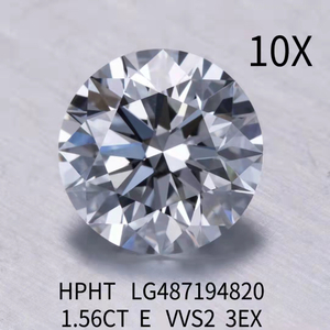 1.56 ct E VVS2 3EX round brilliant HPHT diamond