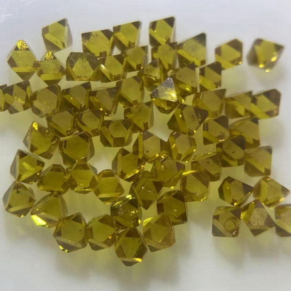 Yellow hpht Sharp corner single crystal uncut diamond