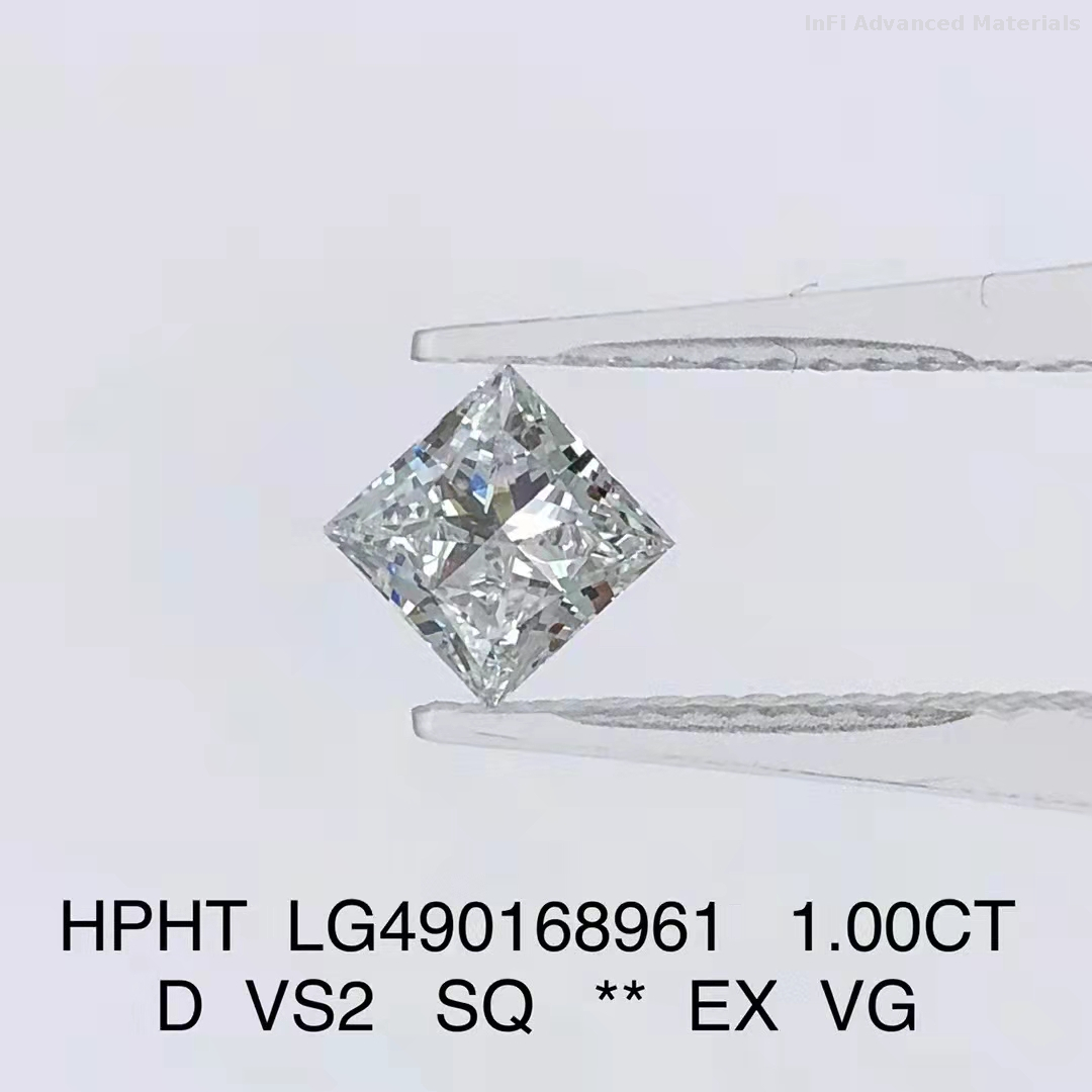 1.0 ct D VS2 EX Princess cut HPHT diamond