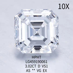 3.02 ct D VS1 EX Square emerald HPHT diamond