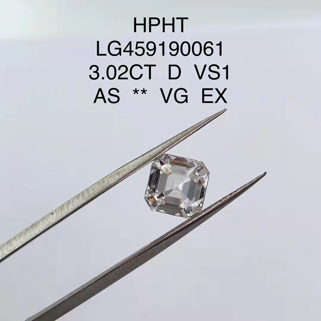 3.02 ct D VS1 EX Square emerald HPHT diamond